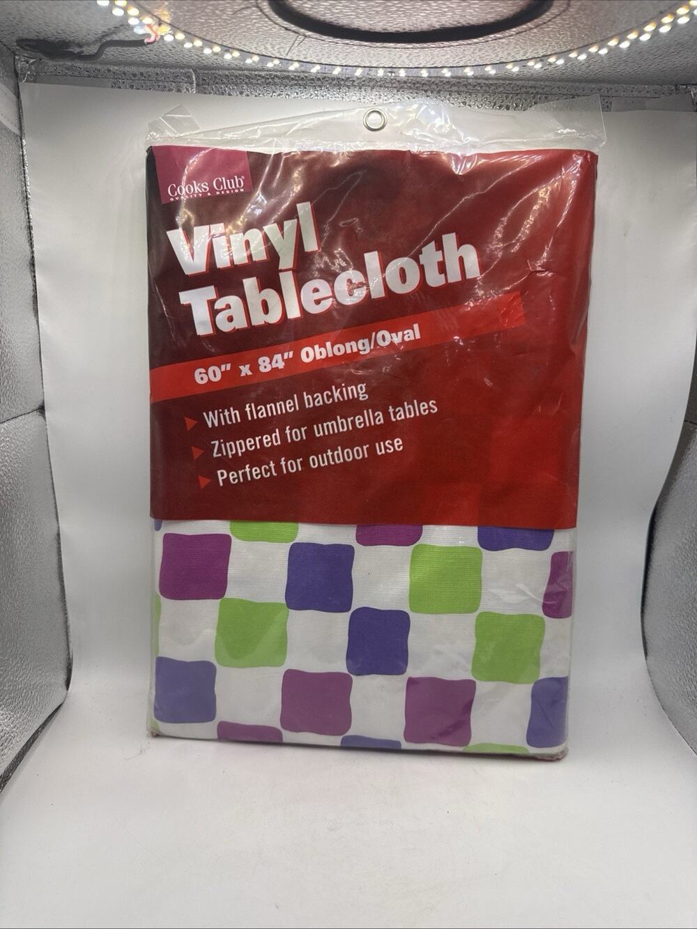 Cooks Club Vinyl Tablecloth 60” X 84” Oblong Oval Flannel Back With Zipper *